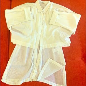 Helmut Lang White Cotton and Gauze Blouse